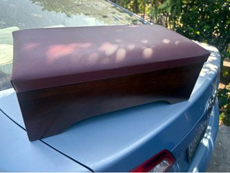 Wooden Storage Box with Leather Lid