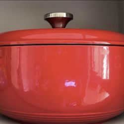 Red Enameled Dutch Oven / Casserole Pot