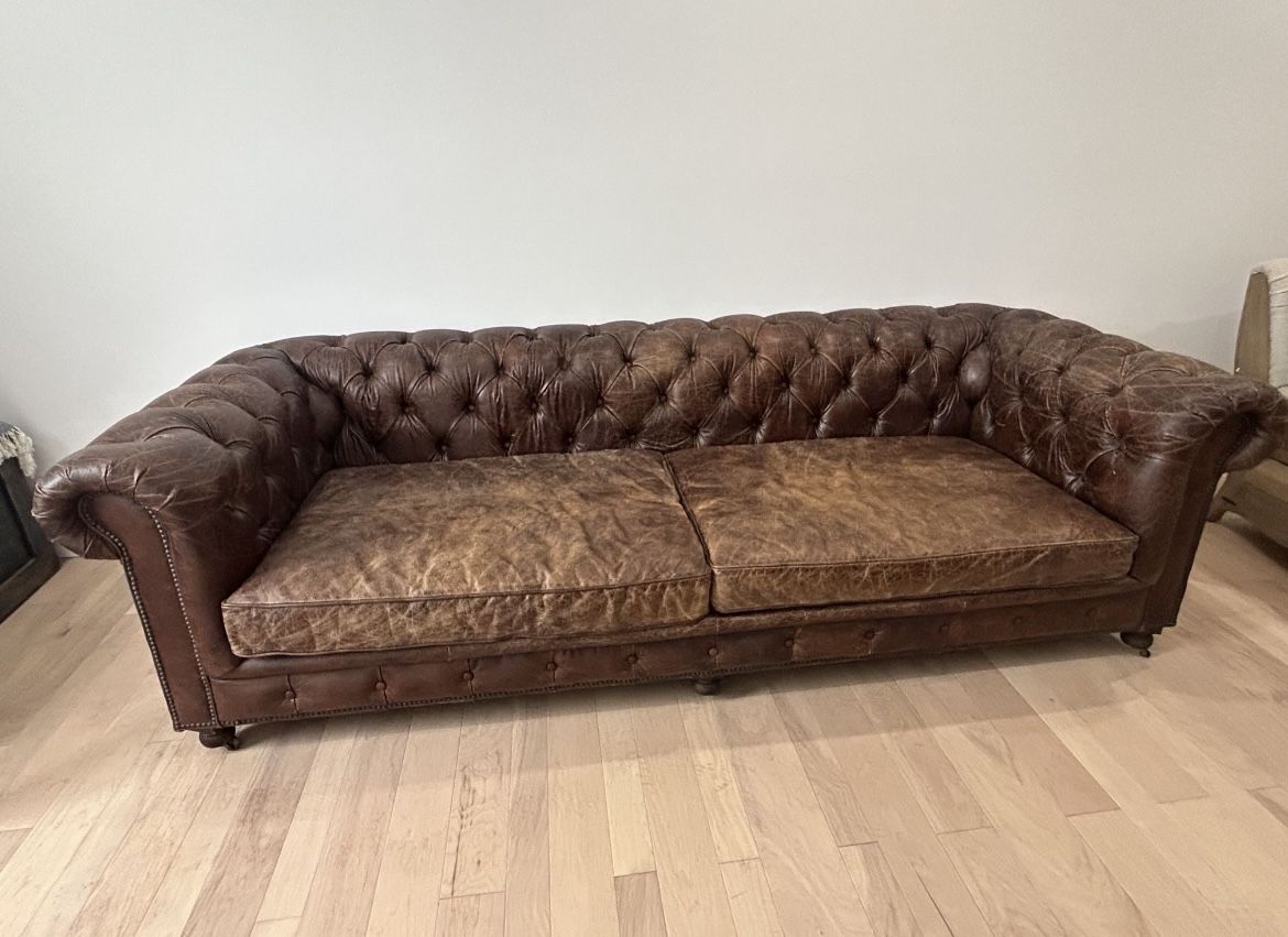 RH 9FT Leather Cigar Sofa