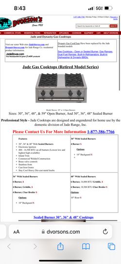 Jade Gas Cooktop (retired Model Series) 