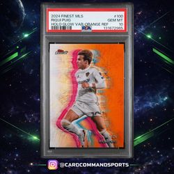 Riqui Puig 2024 Topps Finest MLS Holo Glow Orange Refractor /25 PSA 10 LA Galaxy