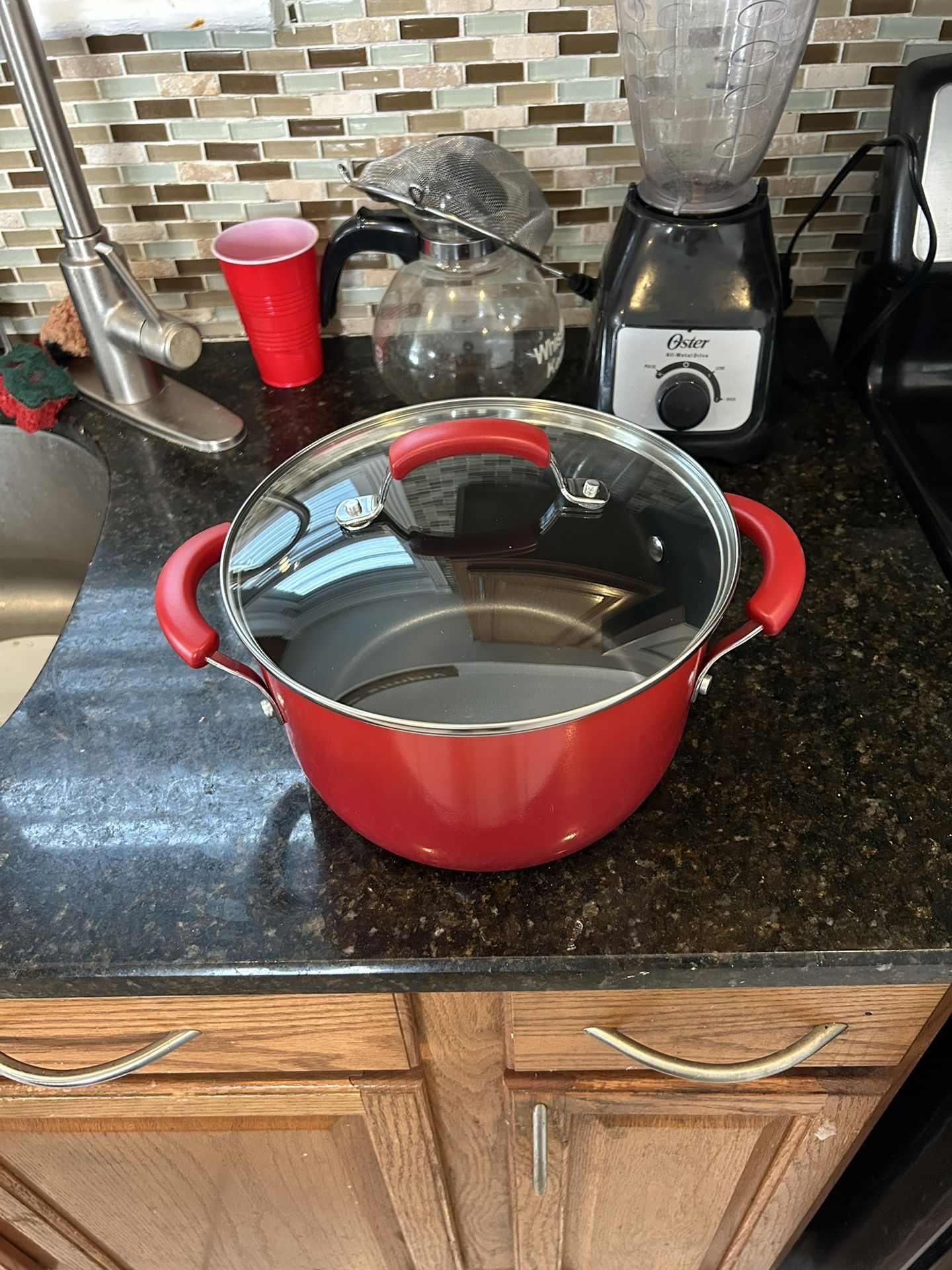 Rachael Ray 6-quart Nonstick Covered Stock Pot - Red