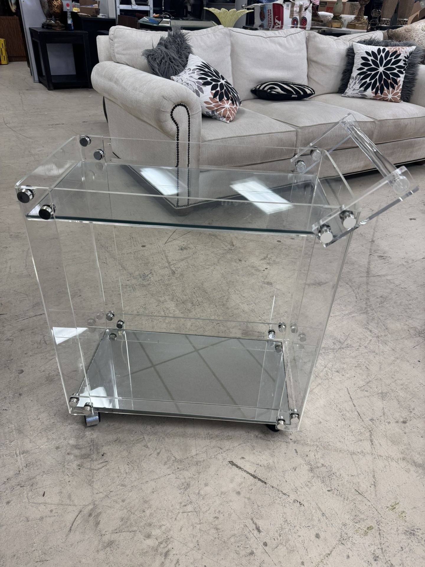 Vintage Lucite Bar Cart - Good Condition - 25” x 15” - Retail: $1650