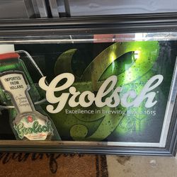 Authentic Framed Grolsch Beer wall hanging 30x48