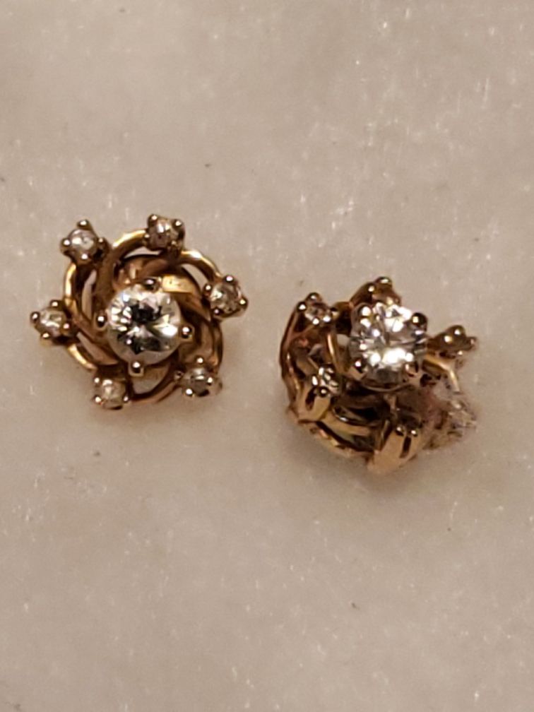DIAMOND &14k gold earrings