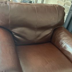 Over Size Leather Chair And Ottoman 