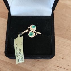 14 kt Gold Zambian Emerald Diamond Ring