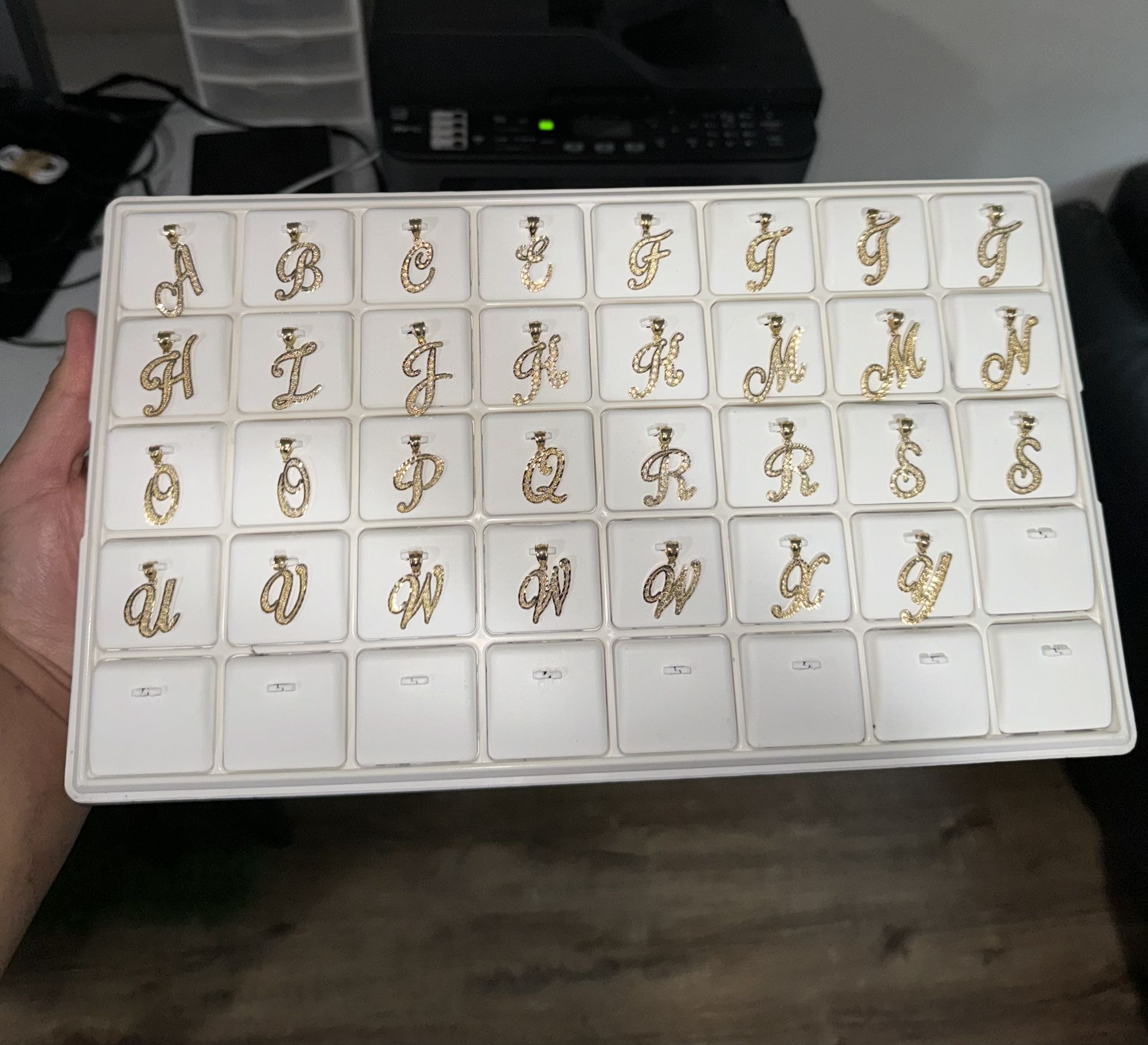 10KT Gold Initial Letter Pendants