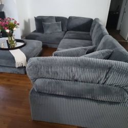 Extra Large Sectional Sofa Grey Livingroom Sofa New 