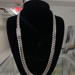🔥 10mm Cuban Link Chain – 925 Silver | 24” | Box Clasp with Moissanite 💎