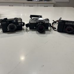 Lot of 3 Vintage Cameras + lens