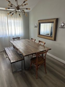Wood dinning table and chairs