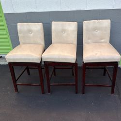 Upholstered Swivel Wood Stool with Back