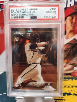 2018 Topps Chrome Ronald Acuna Rookie Sepia Refractor Short Print PSA 10 Baseball Card Rookie 