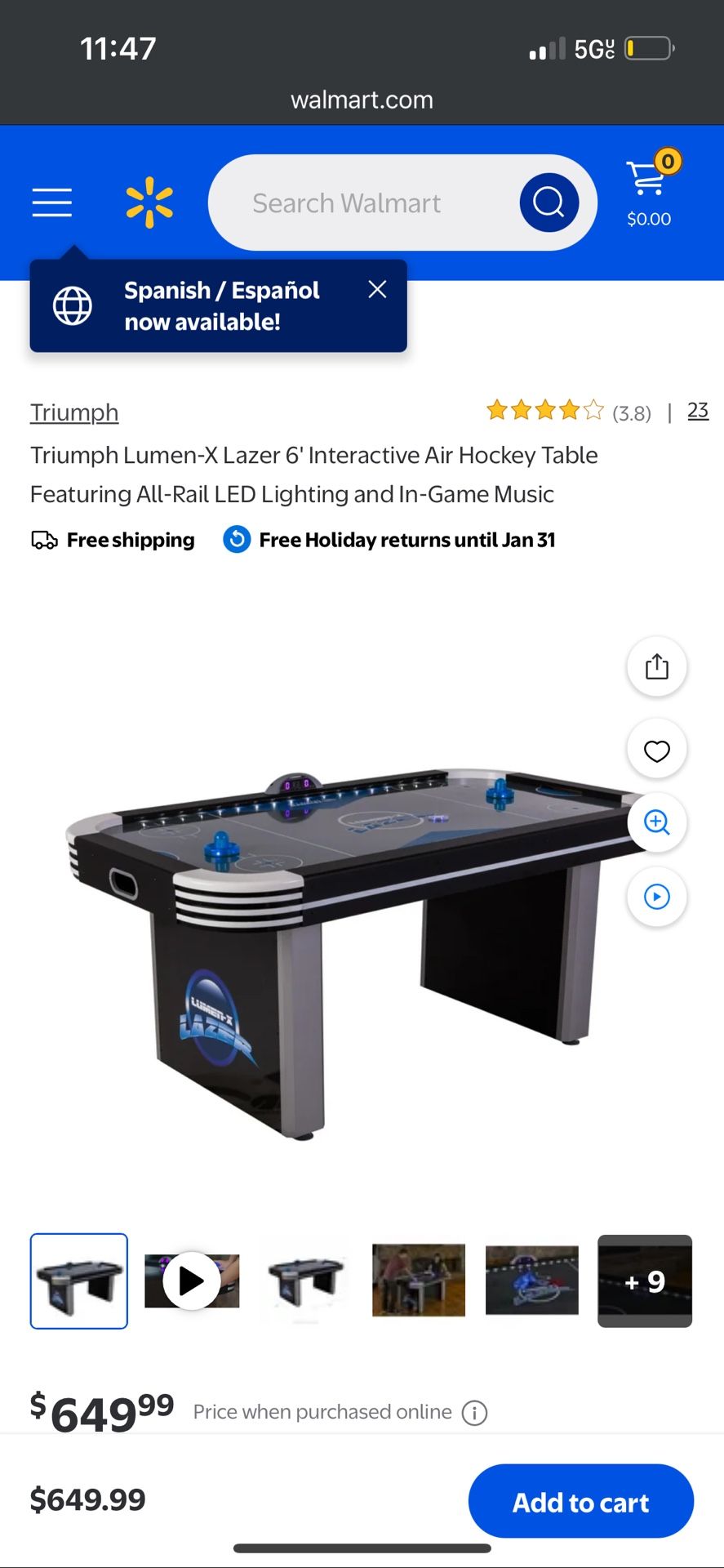Triumph Air Hockey Table