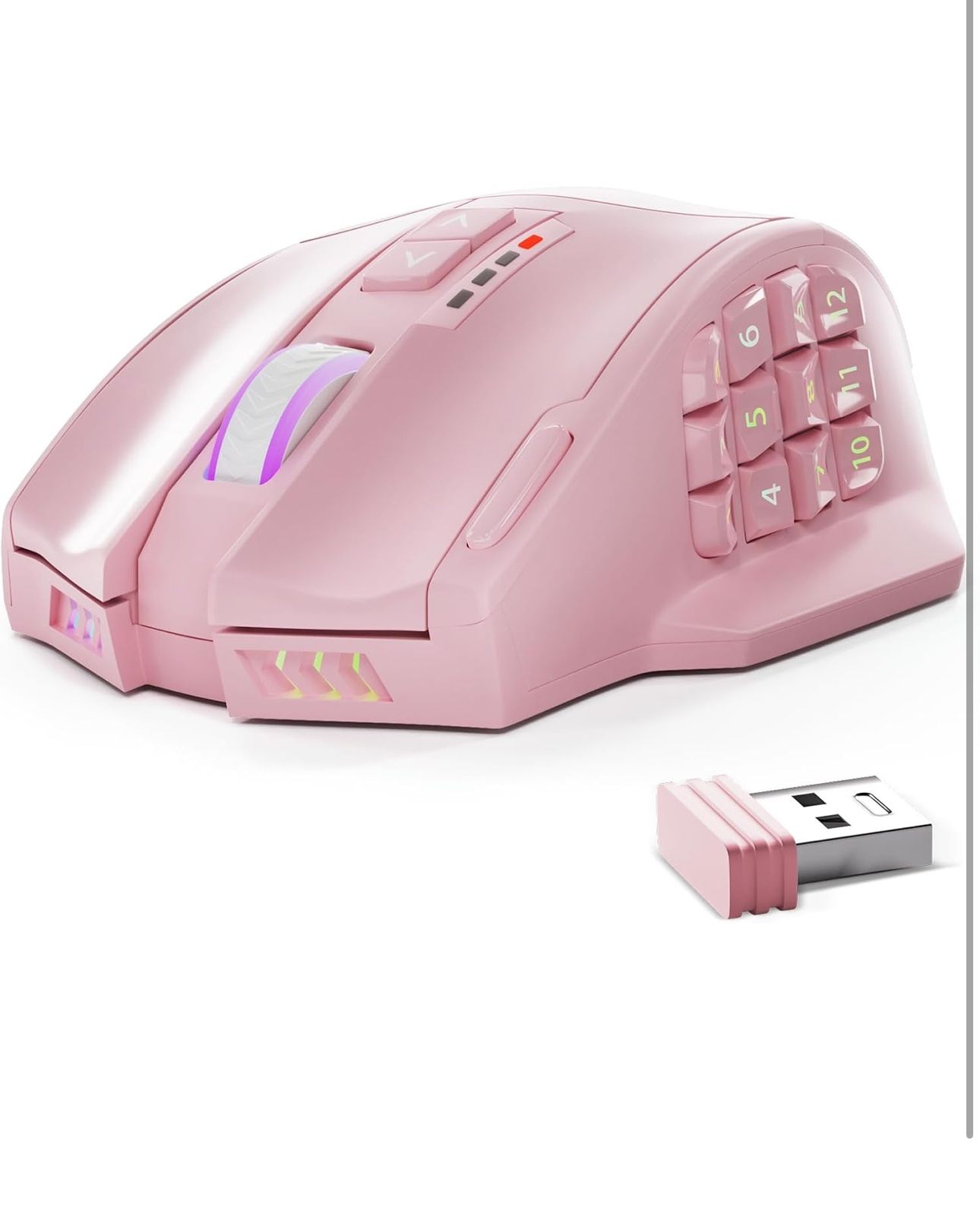 Venus Pro Wireless MMO Gaming Mouse, 16,000 DPI Optical Sensor, Wired/wireless (pink)