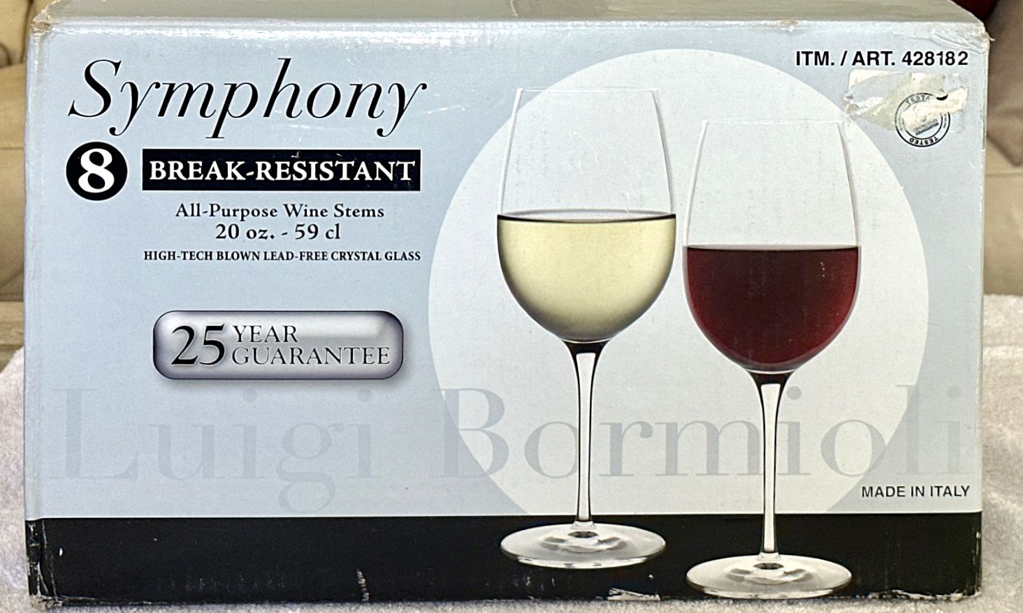 Symphony 8 Piece Set~Break Resistant 20 oz All Purpose Wine Glasses. Lead  free Crystal Glass Made in Italy! New for Sale in Morton Grove, IL - OfferUp