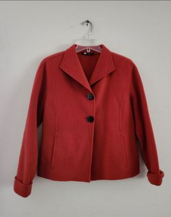 Carole Little Single-Breasted 100% Wool Button  Front Peacoat Size :PL Color: Rust/Burnt Orange