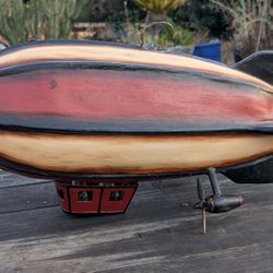 30" Handcrafted Steampunk Zeppelin Airship Model - Wood & Metal with People
