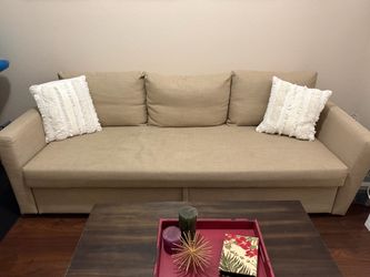 Beige Fabric 3-Seat Sofa