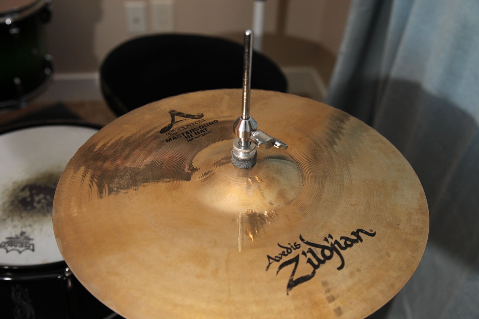 Used Zildjian 14in A Custom Mastersound Hi Hat Pair Cymbal