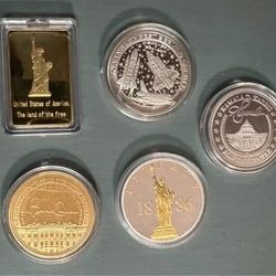 Collectible Bar and Medallions Political Figures Statue of Liberty NASA $5 each or $20 for All 