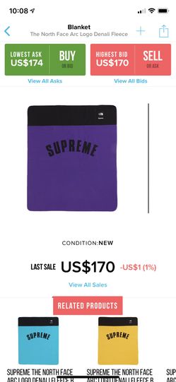 Supreme The North Face Arc Logo Denali Fleece Blanket