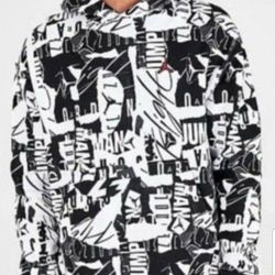 NIKE AIR JORDAN JUMPMAN ESSENTIALS EDITION 2022 MEN'S THICK HOODIE SWEATER SIZE LARGE WHITE JORDAN JUMPMAN FLIGHT PRINT ALL OVER BRAND NEW WITH TAGS.