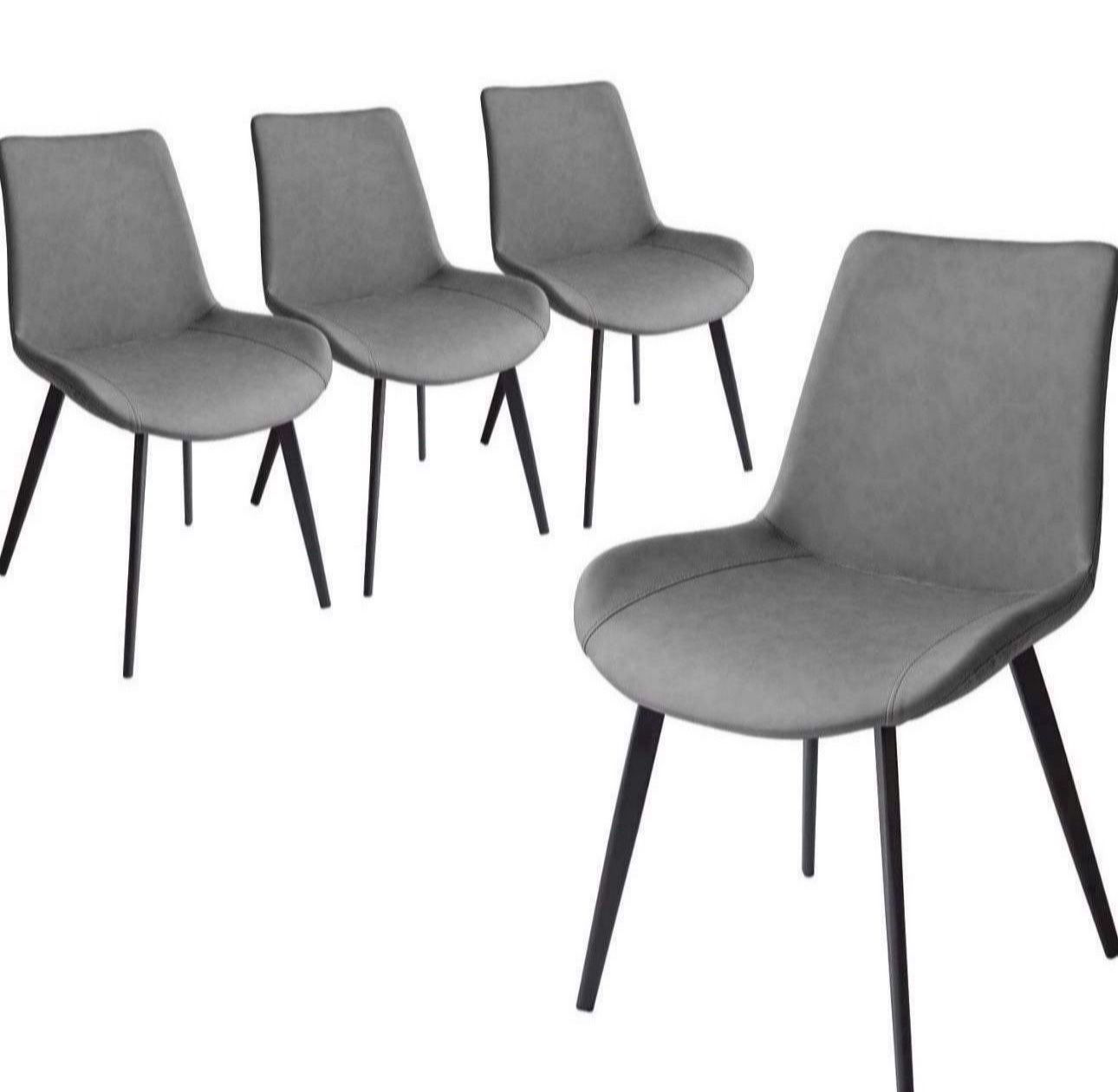 Dining Chairs Set of 4, Modern Kitchen Dining Room Chairs, Upholstered Dining Accent Side Chairs in Faux Leather Cushion Seat and Sturdy Metal Legs