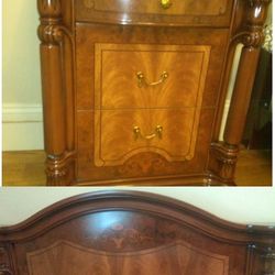 Classical style 2 headboard with box spring with matching night table 