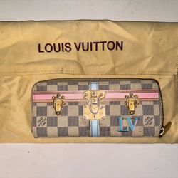 LOUIS VUITTON Damier Azul Summer Trunk Portefeuille Clemence Wallet 