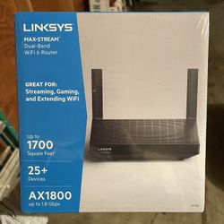 Linksys - Max-Stream AX1800 Dual-Band Mesh Wi-wFi 6 Router - Black