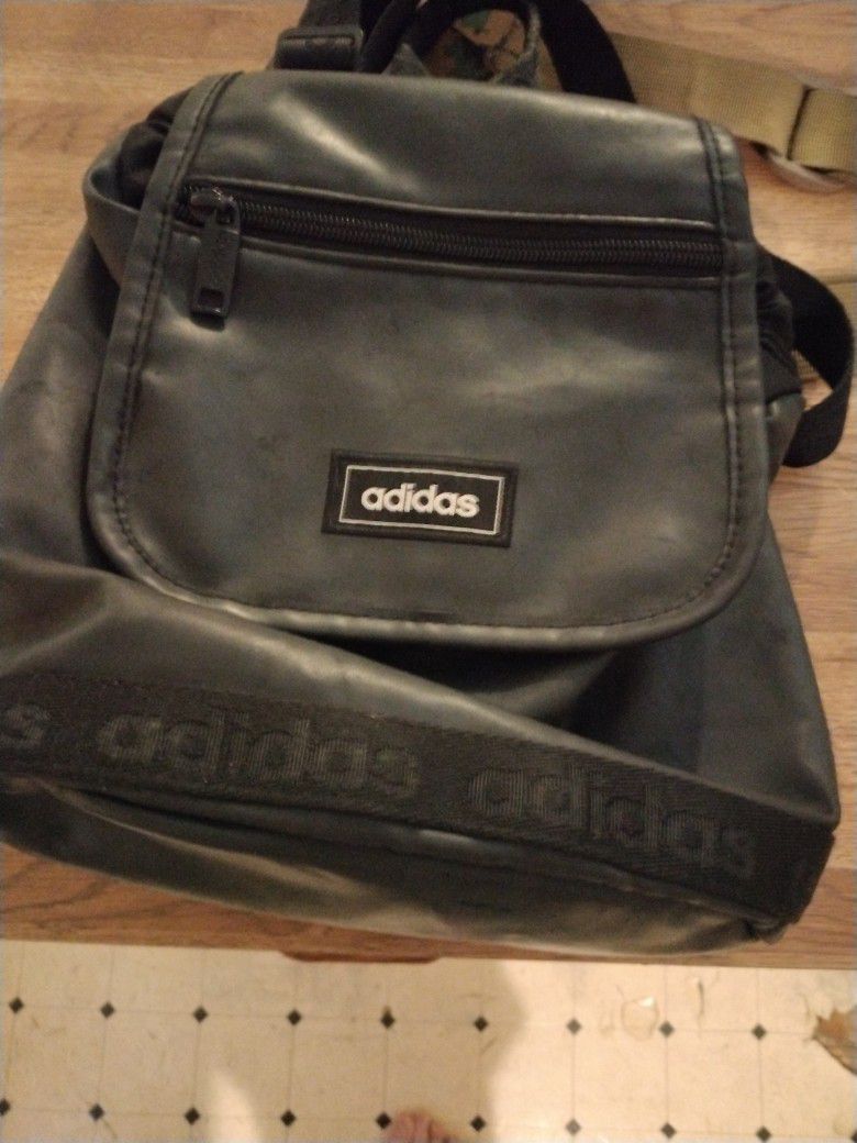 Vintage Adidas Leather Shoulder Bag Mini Backpack 