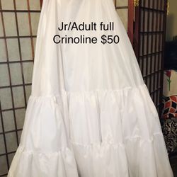 Adult/ Jr White Crinoline With Adjustable Drawstring In Back! Like New 