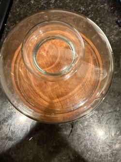 Glass Cake Stand with Wooden Base