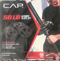 CAP 50 lb Olympic Plates (4 x 10 and 2 x5 )- NEW