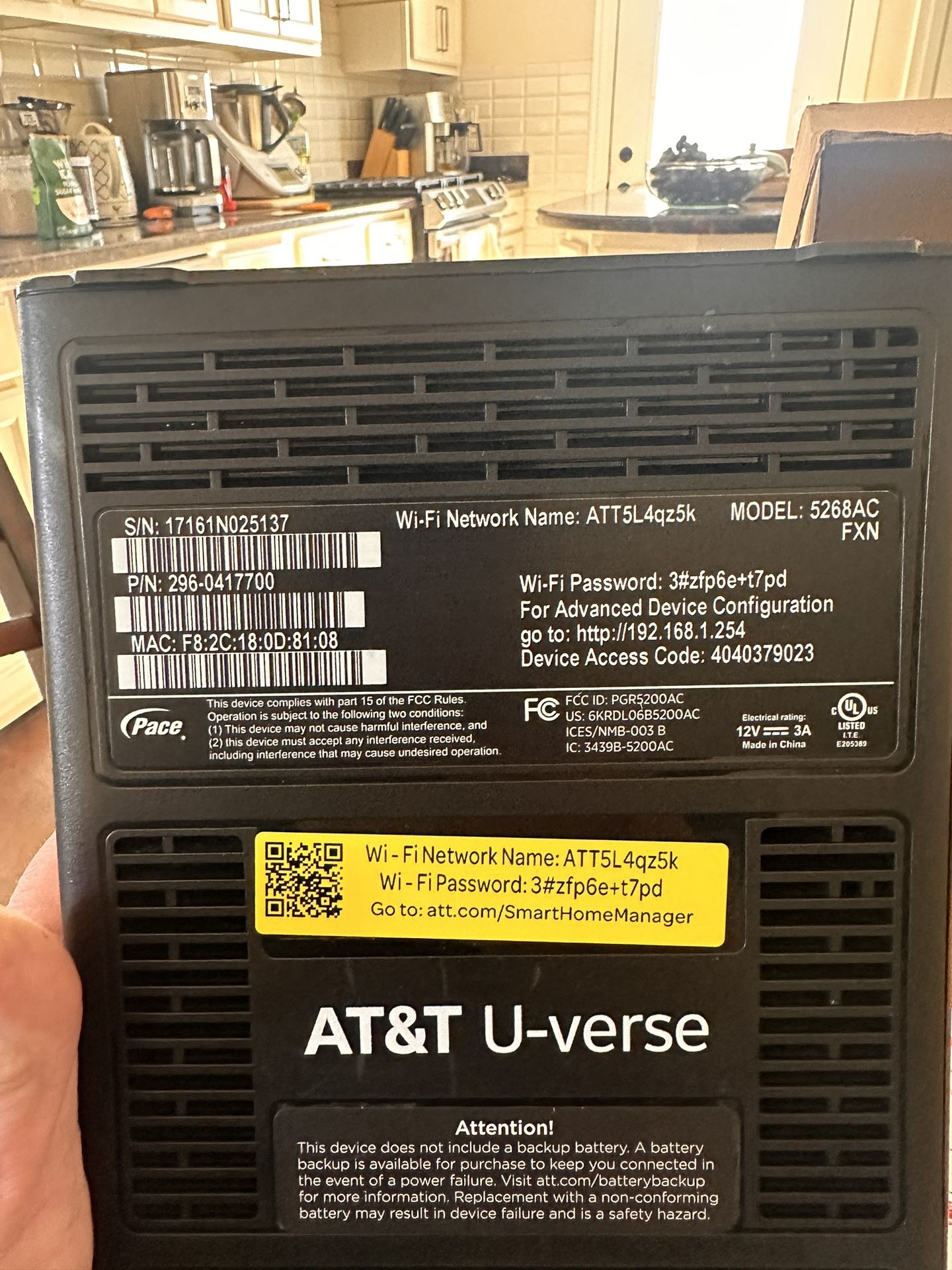 AT&T U-verse 5268ac Fxn Internet Wireless Modem Network 