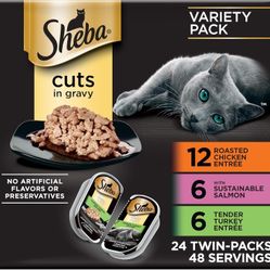 Sheba Cuts in Gravy, Variety, 24x2.6oz, Wet Cat Food
