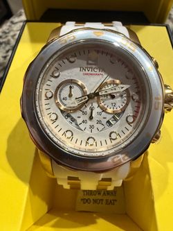Invicta Chronograph Watch White and Gold Pro Diver Scuba