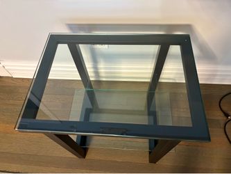 Crate and Barrel Glass & Metal Two Shelf Side Table