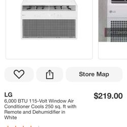 LG 6,000 BTU 115-Volt Window Air Conditioner Cools 250 sq. ft with Remote and Dehumidifier in White