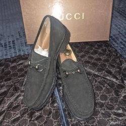 Gucci Suede Horsebit Black Loafers