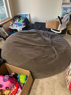 Large grey bean bag couch