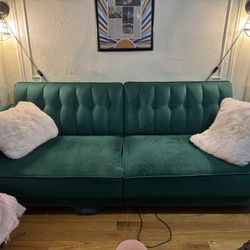 Velvet Green Futon Couch