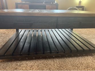 Living Spaces Rustic Coffee Table with Storage Drawers
