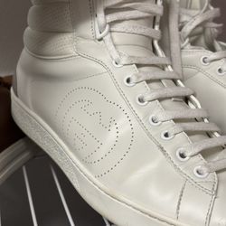 Gucci Men’s White Hightop Sneakers Size 10.5 (Delivery Available) Near Orlando Fl