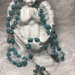 Gorgeous Turquoise Stone Rosary With Incredible Cross