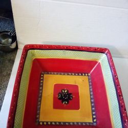 Corsica Home RUMBA Square Serving Bowl . This item is pre-owned excellent condition. Discontinued. Measures 11 5/8" wide. 4.5" high. This bowl is stun