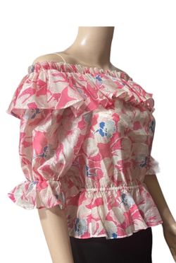 New Ted Baker Harina Off-The-Shoulder Top Women's Mid-Pink Sz 0 $175
