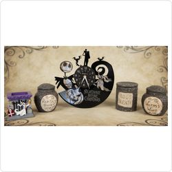 The Nightmare Before Christmas Decor Bundle – Jack & Sally Vinyl Clock & Ceramic Canisters!
